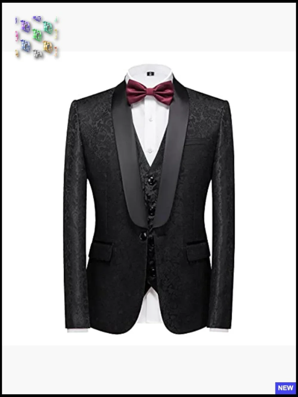 Slim Fit 3 Piece Tuxedo Suit Set Paisley Shawl Lapel Prom Wedding Formal